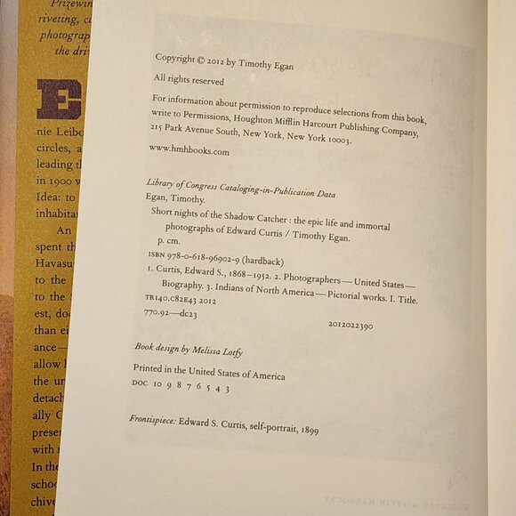 Short Nights of the Shadow Catcher - Hardcover - Timothy Egan - Picture 4 of 5